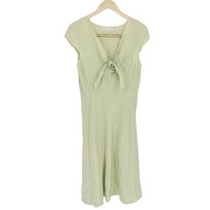 Cut Loose Tie Front Lime Green‎ Linen Midi Dress